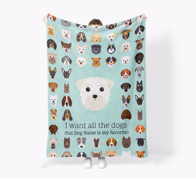 'All The Dogs' - Personalized {breedFullName} Blanket: Premium Sherpa Fleece